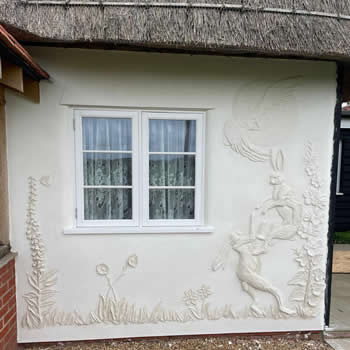 Decorative pargetting work in lime plaster by James Collier