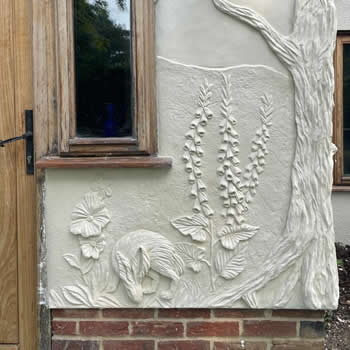 Decorative pargetting work in lime plaster by James Collier