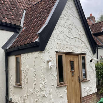 Decorative plasterwork detail by pargetter James Collier