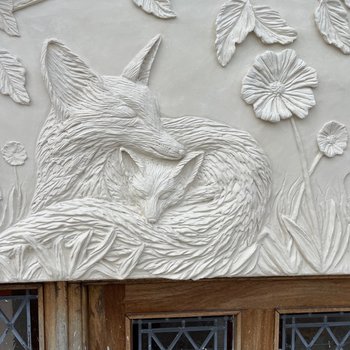 Decorative pargetting work in lime plaster by James Collier