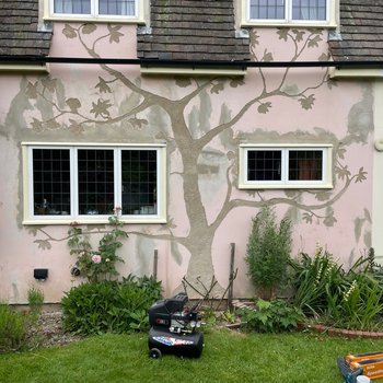 Handcrafted pargetting design on heritage property