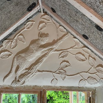 Decorative pargetting work in lime plaster by James Collier