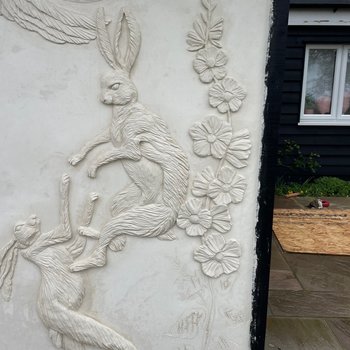 Decorative pargetting work in lime plaster by James Collier